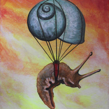 Картина под названием "Escargot volant "Mi…" - Jérémy Piquet, Подлинное произведение искусства, Акрил Установлен на Деревянн…
