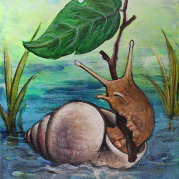 제목이 "Escargot bateau "Mi…"인 미술작품 Jérémy Piquet로, 원작, 아크릴 나무 들것 프레임에 장착됨