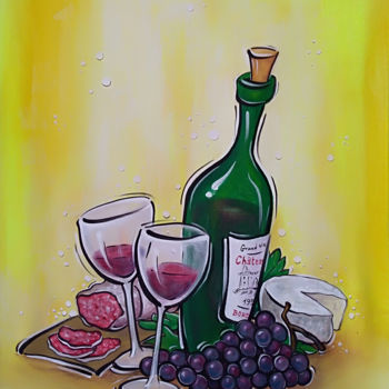 Painting titled "Ambiance vin rouge…" by Jérémy Piquet, Original Artwork, Acrylic Mounted on Wood Stretcher frame