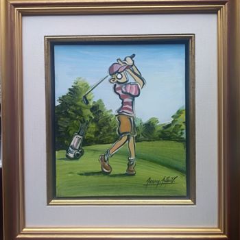 Malerei mit dem Titel "Le golfeur + Cadre…" von Jérémy Piquet, Original-Kunstwerk, Acryl