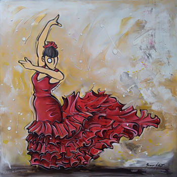 「Flamenco Olé」というタイトルの絵画 Jérémy Piquetによって, オリジナルのアートワーク, アクリル