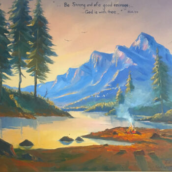Painting titled "Landscape Painting…" by Jeremy Western, Original Artwork, Oil Mounted on Other rigid panel