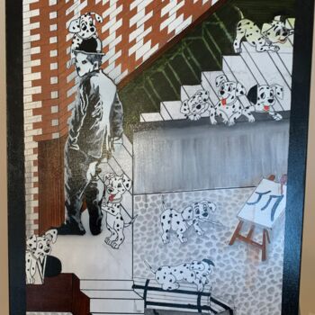 绘画 标题为“Chaplin et ses dama…” 由Jeremy Martin, 原创艺术品, 丙烯 安装在木质担架架上
