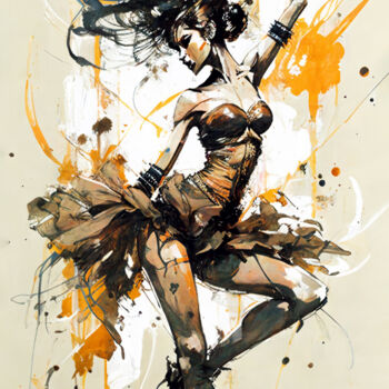 Grafika cyfrowa / sztuka generowana cyfrowo zatytułowany „Dancing Girl I” autorstwa Jerhus, Oryginalna praca, Malarstwo cyfr…