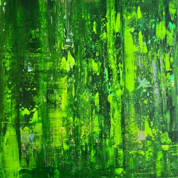 Painting titled "Composition verte" by Jerod., Original Artwork, Acrylic Mounted on Wood Stretcher frame