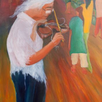 Painting titled "The Violin Player" by Jeroen Brulez, Original Artwork, Oil