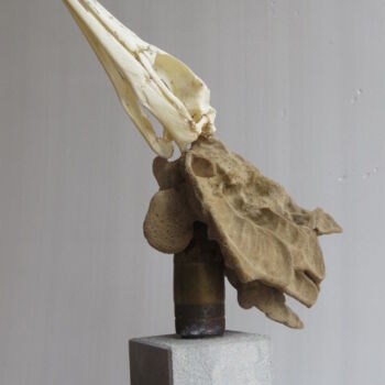 Sculpture titled "Head of cormorant,…" by Jérôme Astruc, Original Artwork, Mixed Media