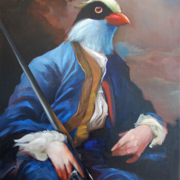 Ζωγραφική με τίτλο "L'oiseau chasseur" από Jérôme Bouscarat, Αυθεντικά έργα τέχνης, Λάδι