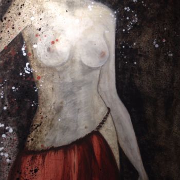 Painting titled "NYMPHE ROUGE" by Jérôme Cachia, Original Artwork, Oil