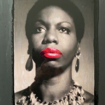 Collagen mit dem Titel "Nina Simone 1" von Jerome Cholet, Original-Kunstwerk, Collagen