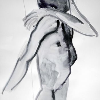 Malerei mit dem Titel "Nu masculin - 20170…" von Jérôme Dufay, Original-Kunstwerk, Aquarell