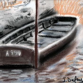 Disegno intitolato "barque-hortillon-pa…" da Jérôme Dufay, Opera d'arte originale, Pastello