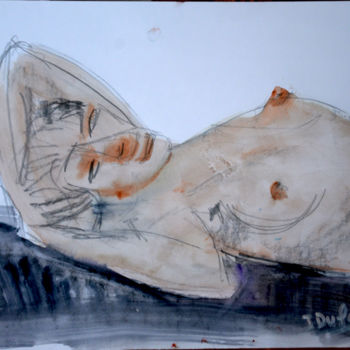 Malerei mit dem Titel "2017-03-20-nu-au-re…" von Jérôme Dufay, Original-Kunstwerk, Aquarell