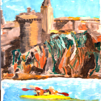 「kayak-a-l-ile-d-yeu…」というタイトルの絵画 Jérôme Dufayによって, オリジナルのアートワーク, アクリル