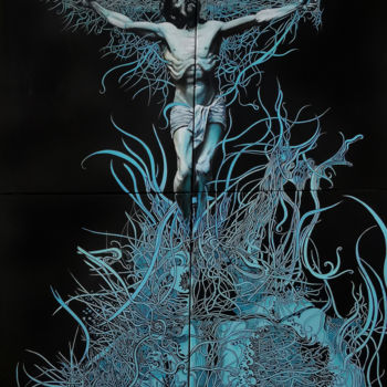 Pintura intitulada "Crucifixion" por Jerome Excoffier, Obras de arte originais, Acrílico