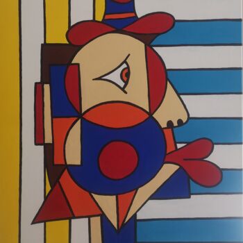 Картина под названием "Visage 2" - Jerome Franco, Подлинное произведение искусства, Акрил Установлен на Деревянная рама для…