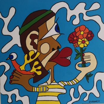 Peinture intitulée "La hippie" par Jerome Franco, Œuvre d'art originale, Acrylique