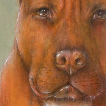 Painting titled "Hattie the Dog" by Jérôme Jacques Blanc, Original Artwork, Acrylic Mounted on Cardboard