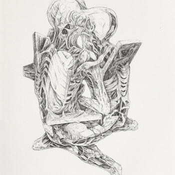 Drawing titled "Re-Union" by Jérôme Oudot "Trëz", Original Artwork, Ballpoint pen