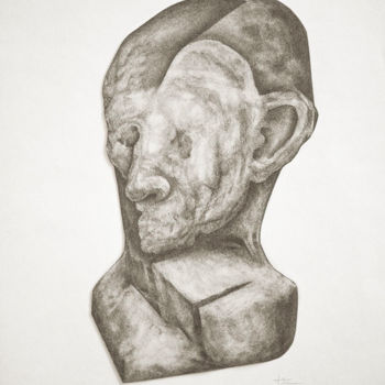 Рисунок под названием "Grey Portrait" - Jérôme Oudot "Trëz", Подлинное произведение искусства, Графит