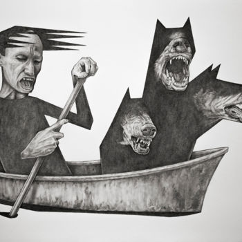 Drawing titled "Noisy ride on the S…" by Jérôme Oudot "Trëz", Original Artwork, Graphite