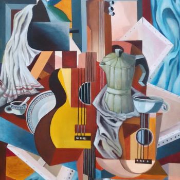 Peinture intitulée "La guitare Jaune" par Gg ( Gégé), Œuvre d'art originale, Acrylique