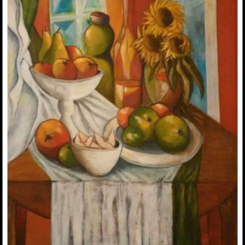 Peinture intitulée "Pommes et tournesols" par Gg ( Gégé), Œuvre d'art originale, Acrylique