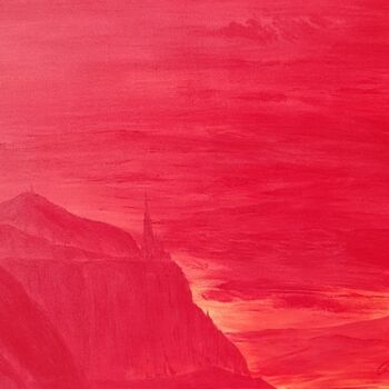 Malerei mit dem Titel "Coucher rouge" von Jerome Peitregnet, Original-Kunstwerk, Acryl Auf Keilrahmen aus Holz montiert