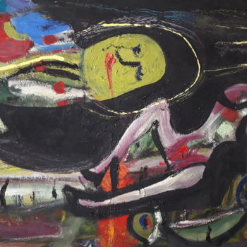 Malerei mit dem Titel "Antidame" von Jerome Pescheloche, Original-Kunstwerk