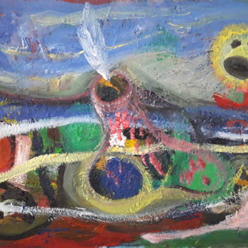 Malerei mit dem Titel "Explosion de joie" von Jerome Pescheloche, Original-Kunstwerk, Öl
