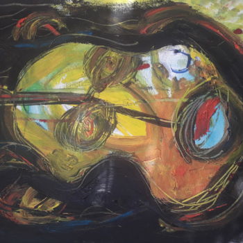 Картина под названием "Sick violin" - Jerome Pescheloche, Подлинное произведение искусства, Масло