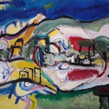 Painting titled "naive paradise" by Jerome Pescheloche, Original Artwork