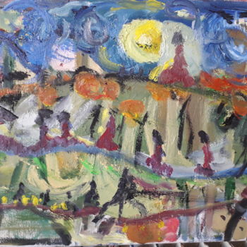 Painting titled "la procession des g…" by Jerome Pescheloche, Original Artwork