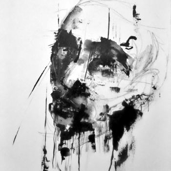Картина под названием "Alga" - Jérôme Royer, Подлинное произведение искусства, Чернила Установлен на Деревянная рама для нос…