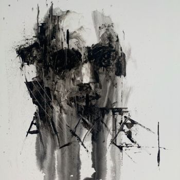 Peinture intitulée "Alone" par Jérôme Royer, Œuvre d'art originale, Encre Monté sur Carton