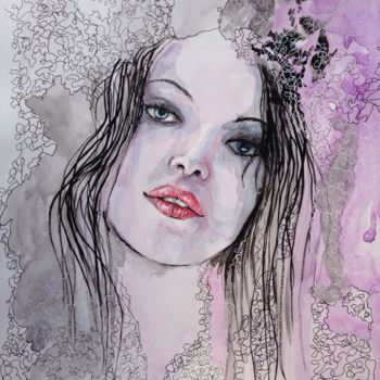 Painting titled "Beauty" by Jérôme Royer, Original Artwork, Watercolor