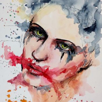 Painting titled "ugly make up 4" by Jérôme Royer, Original Artwork, Ink