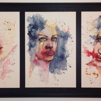 Painting titled "ugly make up" by Jérôme Royer, Original Artwork, Watercolor Mounted on Aluminium