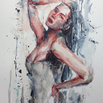 Peinture intitulée "la pose" par Jérôme Royer, Œuvre d'art originale, Aquarelle