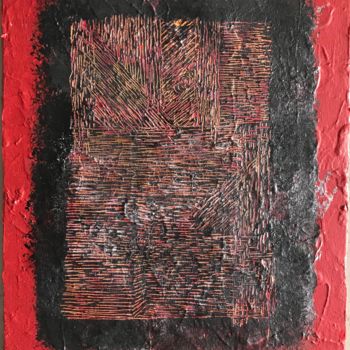 Peinture intitulée "Sgraffito in Red &…" par Jérôme Schreiber, Œuvre d'art originale, Acrylique