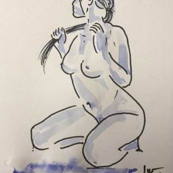 Rysunek zatytułowany „Etude femme nue” autorstwa Jérôme Schreiber, Oryginalna praca, Atrament