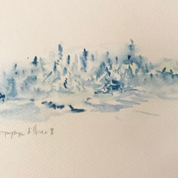 Peinture intitulée "Paysage hivernal" par Jérôme Schreiber, Œuvre d'art originale, Aquarelle