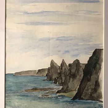 「Les falaises de Dun…」というタイトルの絵画 Jérôme Schreiberによって, オリジナルのアートワーク, 水彩画
