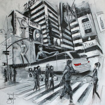 Painting titled "Trafic d'influence" by Jerome Brillat, Original Artwork, Acrylic Mounted on Wood Stretcher frame