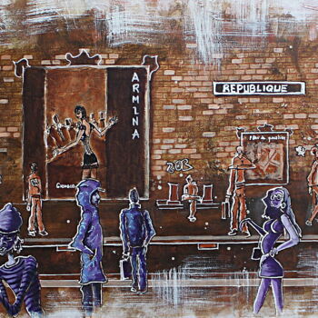 Schilderij getiteld "République" door Jerome Brillat, Origineel Kunstwerk, Acryl Gemonteerd op Frame voor houten brancard