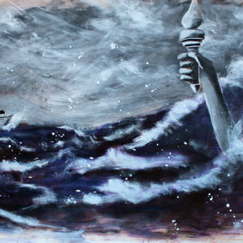 제목이 "New iceberg"인 미술작품 Jerome Brillat로, 원작, 아크릴 나무 들것 프레임에 장착됨