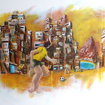 Painting titled "Match de quartier" by Jerome Brillat, Original Artwork, Acrylic