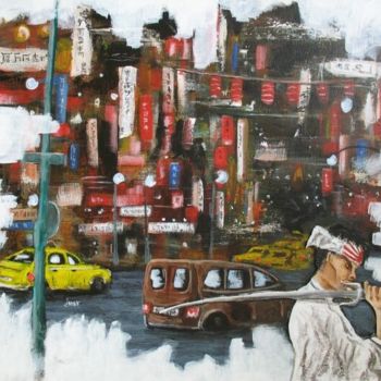 Peinture intitulée "Urban samouraï" par Jerome Brillat, Œuvre d'art originale