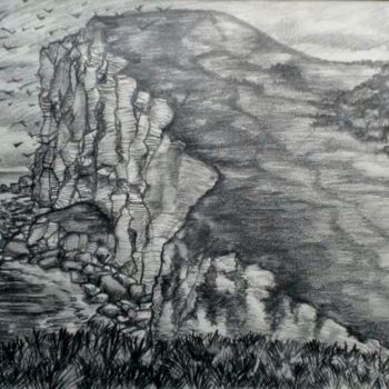 Dessin intitulée "La falaise éboulée" par Jérôme Cambra, Œuvre d'art originale, Graphite