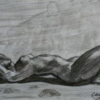 Drawing titled "L'extase" by Jérôme Cambra, Original Artwork, Charcoal